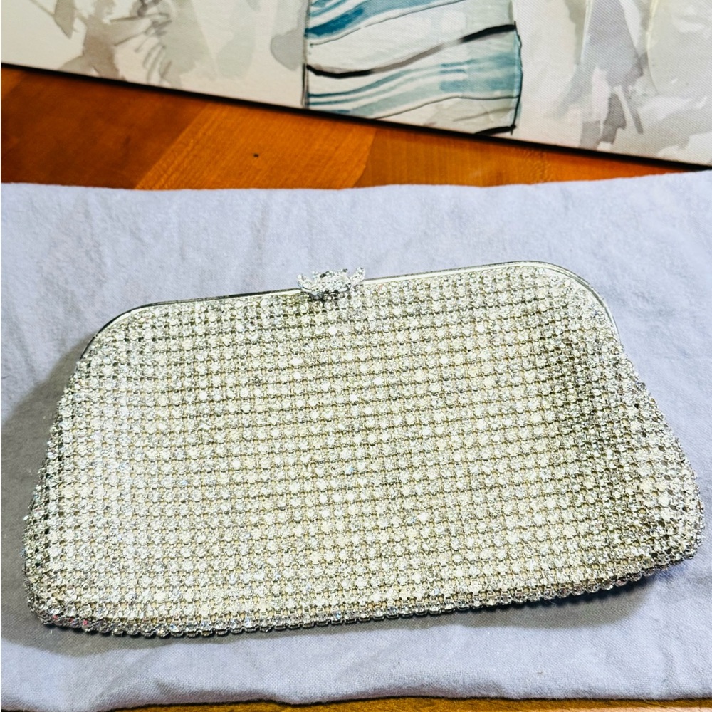 Silver Rhinestone clutch hand bag